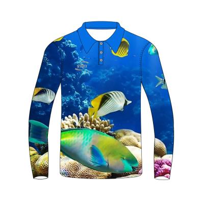 China USA Polyester Custom Sublimation Printing Anti-UV Quick Dry Fishing Wears UPF50+ UV Cool Long Sleeve Fishing Tank Top for sale