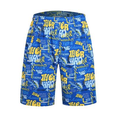 China Plus Size Summer Hot Sale 4 Way Stretch Panel Shorts With Pockets Letter Printed Mens Blue Beach Shorts for sale