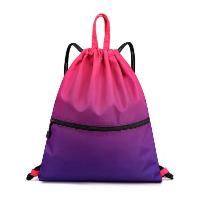 China Best-selling Color Waterproof Gradient Customization Bag Soft Leisure Drawstring Backpack for sale