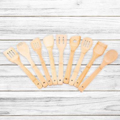 China Modern 6 Styles Spoon Rack Spatula Turners Slotted Mixing Spoon Shovel Biodegradable Disposable Utensils Set Bamboo Cookware Set for sale