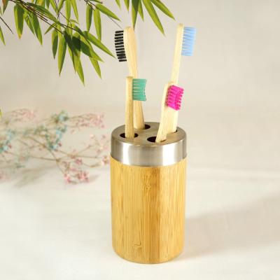 China Sustainable Biodegradable Wooden Bamboo Toothbrush Holder With Toothbrush Holder Case Toothbrush Holder Family Pack Eco-Friendly Bamboo Holder for sale