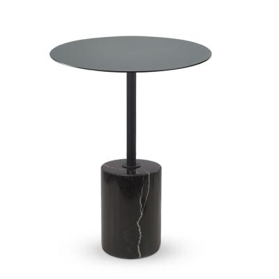 China Factory Supply Customized Luxury Nordic Design Stainless Steel Side Natural Marble Movable Table The Black Marble for sale