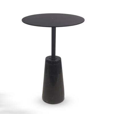 China Modern Convertible Round Marble Living Room Furniture Black Color Side Table Black Coffee Table for sale