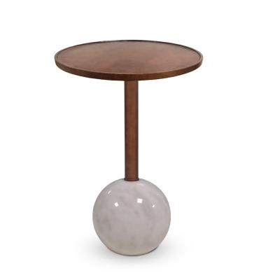 China Modern Gold Wooden Table Desk Side End Convertible Round Small Marble Low Coffee Table for sale