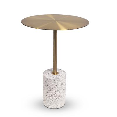 China Italy Style Coffee Table Convertible Terrazzo White Table Interior Metal Top Side Table for sale