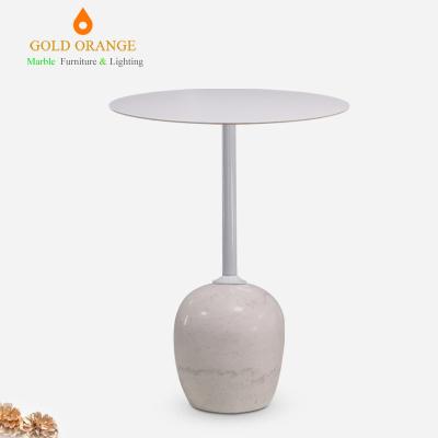 China Convertible White Stone Coffee Table Bases White Metal Wrapping Piece Furniture Finish Cast Iron Color Feature Living White Powder End Table for sale