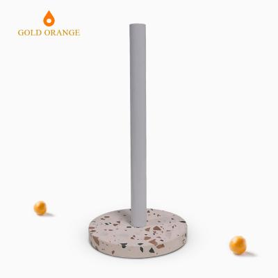 China Kitchen Minimalist Paper Towel Holder White Handmade Marble Towels Rack Roll Paper Holder With Stand for sale