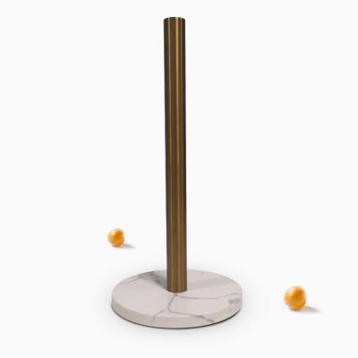 China Luxury Minimalist Handmade Gold Marble Paper Towel Rack Holder For Kitchen Dining Table Cabinet Bathrooms for sale