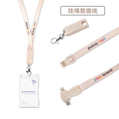 China Camera Factory Newest 2 In 1 Key Chain USB Cable 90cm Length Collar Line Used To Carry Work Cards Lanyard Key Chain Charging Cable for sale