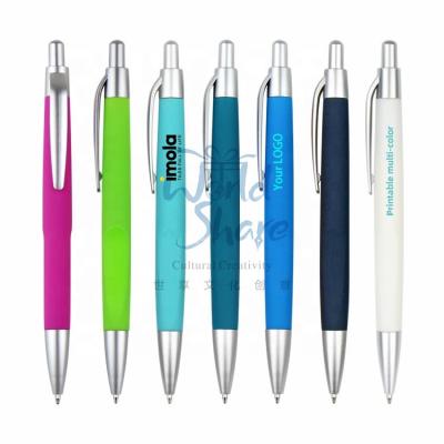 China Promotional Pen Hot selling promotional plastic pen with logo cheap transparent click ballpoint Pen with custom logo for sale