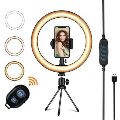 China YouTube/Video/Live/Makeup/Photography/Desktop Thumb Ring Light, USB Fill Tik Tok 3 LED Selfie Ringlight 10 Modes Remote Control Lamp Dimmable with Tripod Stand for Video for sale