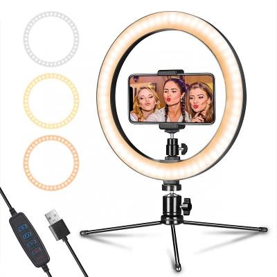 China YouTube/Visual/Live/Makeup/Photography/Tik Tok Photography Stand Ring Light, 3000K-6500K Dimmable 10 Inch Aro LED Tripod Remote Control Ringlight for Live tik tok video for sale