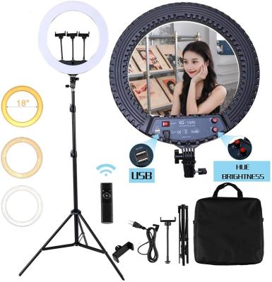 China YouTube/Visuals/Live/Makeup/Photography/Thumb Ringlight Dimmable 55W Ring Light, Tik Tok Video 3000-6000K 18 Camera Phone 120 LED Beads Fill Tripod and Outdoor Lamp for sale