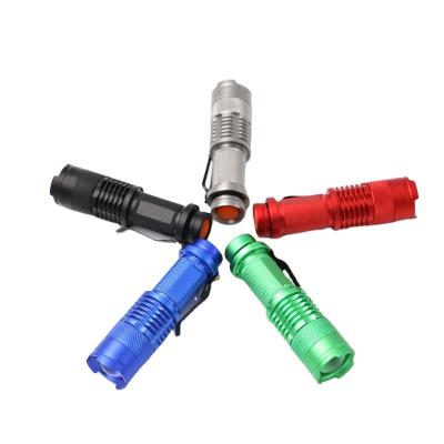 China Camping Rise Hunting Fishing Emergency Self-Defense 5 Colors Pocket Q5 LED Waterproof Mini Flashlight, 3 Zoomable 350lm Rechargeable Tactical Torch Light AA 14500 Modes for sale