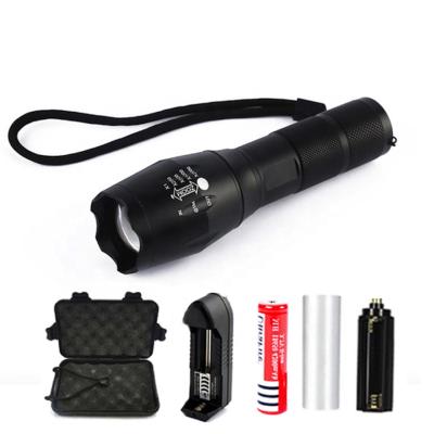 China Camping Rise Hunting Fishing Emergency Self Defense Tactical Aluminum Flashlight 18650 Zoomable Long Range LED Super Bright Portable Rechargeable Torch for sale