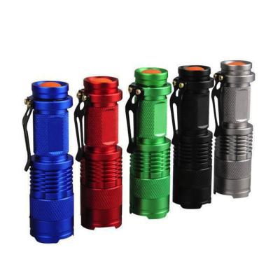 China Fishing Emergency Self-Defense 3 Modes Aluminum Waterproof Q5 Pocket Small Torch Camping Hunting, 5 Colors Zoom AA 14500 Mini LED Rechargeable Tactical Flashlight for sale