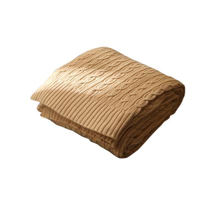 China Soft Reputable Non-Toxic Decorative Textured Solid Knitted Soft Sofa Throw Blanket for sale