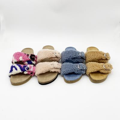 China The fashion trend flat bottom spring and summer real hair outside the flip flops wear home hair slippers for sale