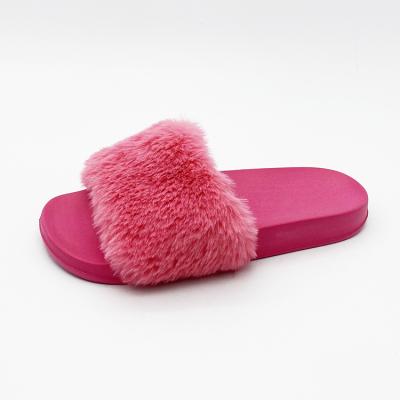 China Fashion Trend Custom Made High Quality Warm Fluffy Furry Slides Slippers For Women for sale