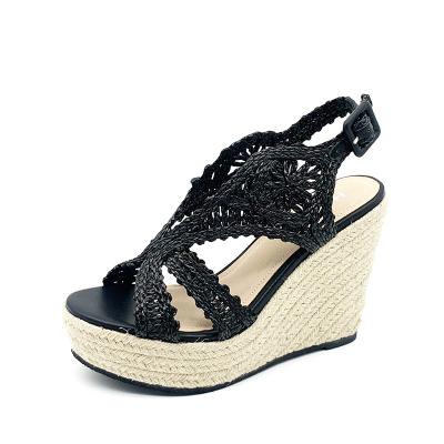 China Wholesale Fashion Trend Ladies Summer Shoes PU Wedge Sandals Ladies Women's Shoes Fancy Sandals for sale