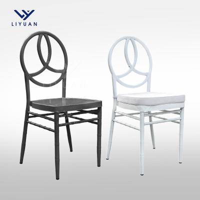 China LIYUAN Naplolen modern classic iron stacking white black metal chiavari wedding chairs for sale