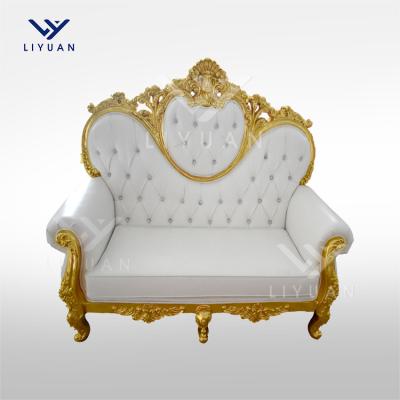 China LIYUAN Modern Outdoor Rental Gold Hotel Wedding Chairs For Party Wooden Antique Royal Events for sale