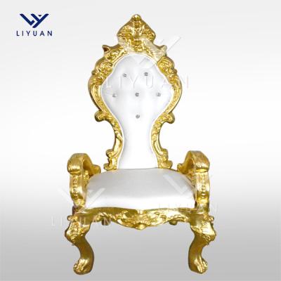 China LIYUAN Contemporary Rental Golden King and Queen Throne Chair Wood Royal High Back Wedding Party Chairs For Bride and Groom Sofa Chair for sale