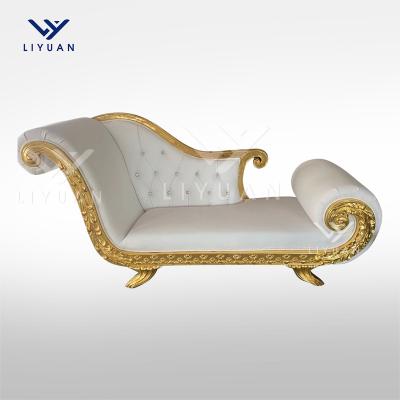 China LIYUAN Modern Luxury Outdoor Rental Golden King and Queen Wooden Chaise Longue Throne Chair For Wedding Decorations for sale