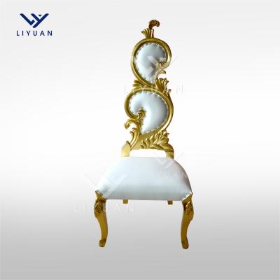 China Monoblock LIYUAN Factory Price Golden Throne Chair Wholesale King and Queen Back Throne High Chair for Wedding Party for sale