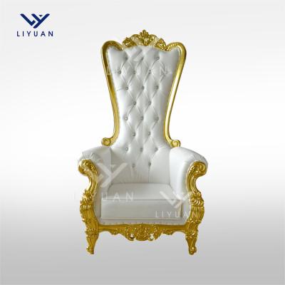 China LIYUAN Monoblock Hot Selling Wholesale King And Queen Throne Chairs High Back White Leather For Rental Wedding Party for sale