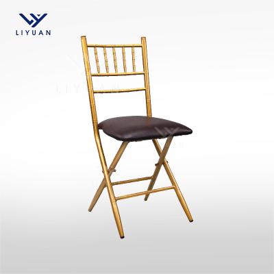 China Modern Metal Folding Gold Silver Party Wedding Event Factory LIYUAN FOSHAN Foldable Chiavari Chairs for sale