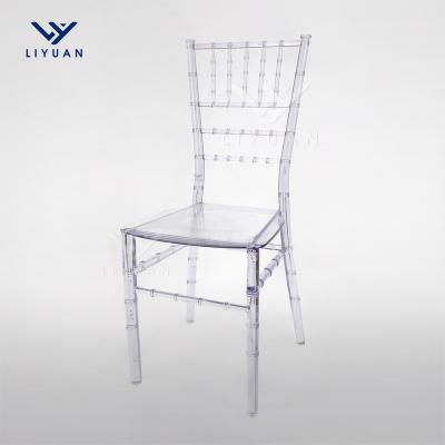 China LIYUAN Hotel Built-in Wedding Cheap Clear Dining Chairs Transparent Acrylic Resin Chiavari Chairs For Party Events for sale