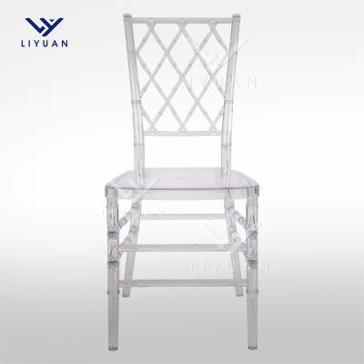 China Modern Wedding Banquet Wedding Acrylic Rush LIYUAN Chiavari Resin Clear Chairs Elegant Transparent Chairs For Events Party for sale