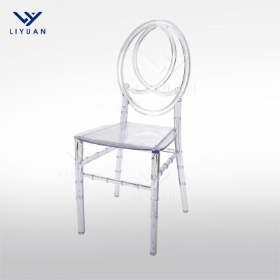 China Modern Resin Rush LIYUAN Hotel Phoenix Clear Acrylic Rental Chairs Banquet Round Crystal For Wedding Party Back for sale