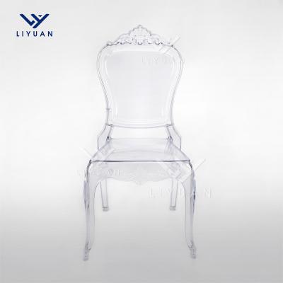 China Wholesale Stackable Rush LIYUAN Hotel Plastic Transparent Clear Acrylic Dining Ghost Chairs For Outdoor Wedding Party Events for sale