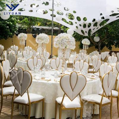 China Modern Hire Stainless Steel Cardiac Chairs Gold Wedding Banquet Hotel LIYUAN Stackable PU Leather For Events for sale