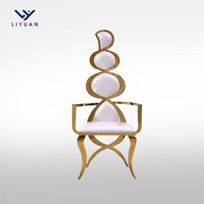 China LIYUAN Modern Hotel Banquet Gold Stainless Steel High Back Chairs French Style Versailles Dining Wedding Chairs for sale