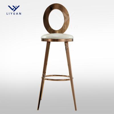 China LIYUAN Modern Hotel Gold Metal High Breakfast Bar Chair With Round Back Back For Kitchen Chair Bar Leather Modern for sale