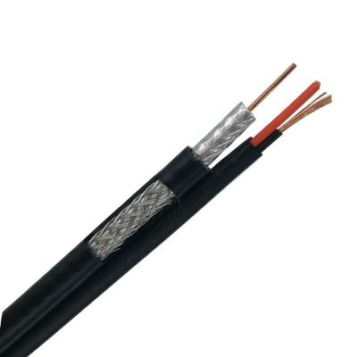 China cctv system factory price Rg59 RG6 power cable Trishield rg6 rg59 coax coaxial cable with power for CATV cctv camera rg6 dc for sale