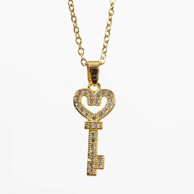 China CLASSIC Hot Selling Diamond CZ Zirconia Key Pendant Necklace For Women Jewelry Main Wholesale for sale