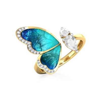 China Colorful Butterfly Diamond Zirconia Open Rings New Arrival CLASSIC Creativity 18k Gold For Women Jewelry Wholesale for sale