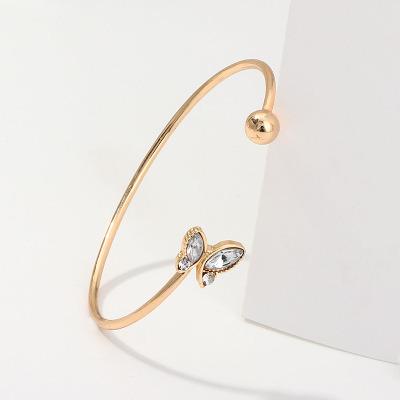 China Modern Zirconia Crystal Gold Bangle Butterflies FASHIONABLE Hot Sale Bracelet for Women Butterfly Jewelry Wholesale for sale