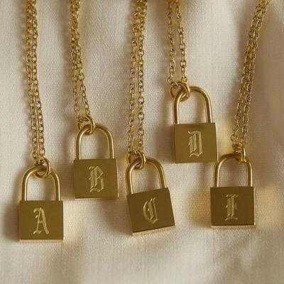 China CIA Hip Hop Stainless Steel Lock Letter Pendant Necklaces Wholesale for sale