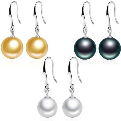 China FASHIONABLE S925 Sterling Silver 8mm Natural Freshwater 10mm Pearl Drop Earrings For Women Jewelry Wholesale for sale