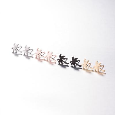 China New Cute Summer Stainless Steel Coconut Tree Stud Earrings For Women Jewelry Wholesale for sale