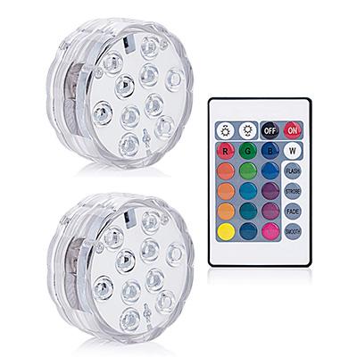 China Ip68 Water Proof Submersible Light 16 Colors 10 Led Light For Outdoor Pond Fountain Vase Garden Pool Bottom Water Night Light for sale