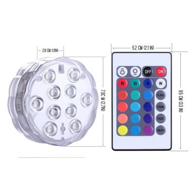 China Ip68 Water Proof Pool Lights 10 Led Colorful Remote Control Diving Light ABS Transparent Plastic for sale