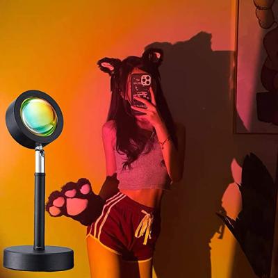 China Floor Standing Lampshade Usb Led Sunset Projection Lamp Night Light For Wall Home Decoration Bedroom Lamp Colorful Light Projector Gifts for sale