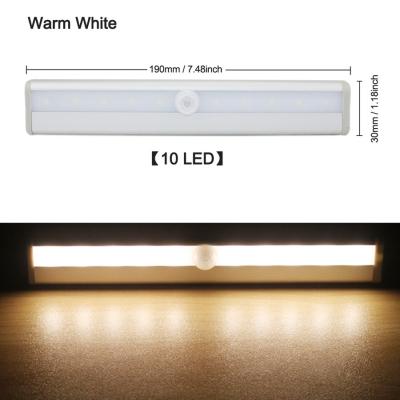 China 10 LED Modern PIR Motion Sensor Light Closet Wardrobe Bed Lamp LED Under Cabinet Night Light for Cabinet Stairs Kitchen for sale