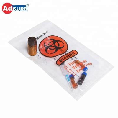 China Ziplock Biohazard Specimen Ziplock/Seal Self-Adhesive Double Pouch Bags/Custom Self-Sealing Resealable Lab Specimen Carry Bag for sale